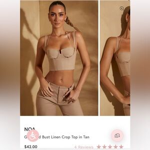 oh polly corset brand new , US 4- NOA
Gathered Bust Linen Crop Top in Tan